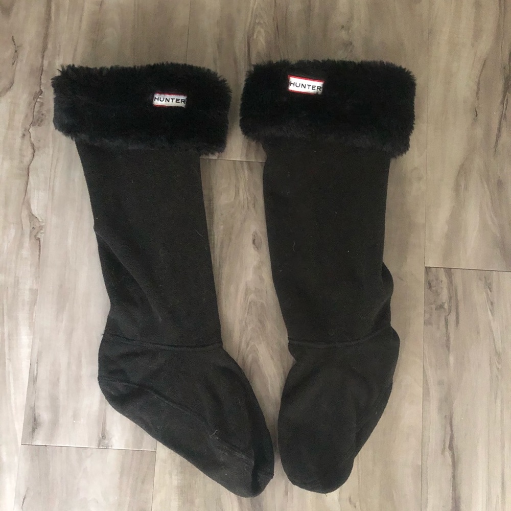 Hunter Black Fleece Boot Liners with Faux Fur Cuff